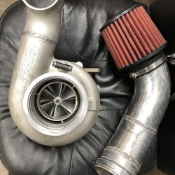 Precision 76/75 turbo with 5 inch intake vband and filter vibrant elbow