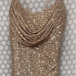 Gold Sequin Long Dress