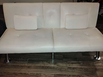 White faux leather futon convertible