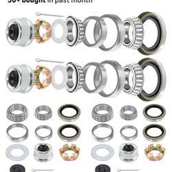 New 4 Sets 7,000 lb Boat Trailer Axle Bearing Kits, 255A Bearings, Double Lip Grease Seals 10-36 and 10-10, 2.72" Dust Caps, Fits 7,000 lb 8-L
