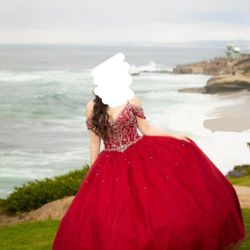 Burgundy Quinceañera Dress