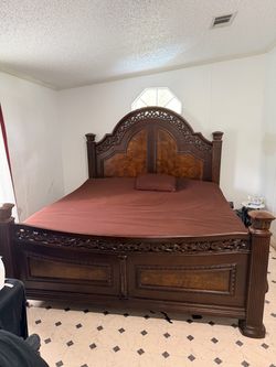 King Size Ornate Wood Bed Frame