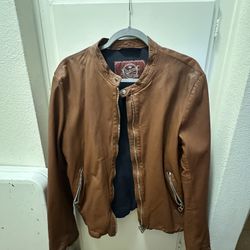 Brown real sheep goat leather jacket made in Italy size M