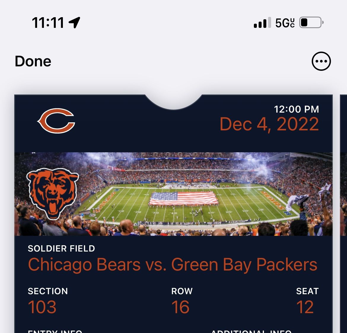 2 Tickers For Bears Vs Packers 12/4/22