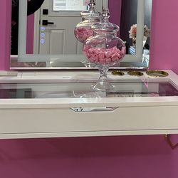 White Modern Wall Vanity with Drawer