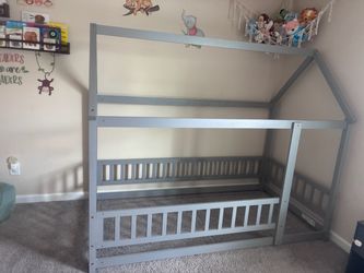 Twin floor grey house bed