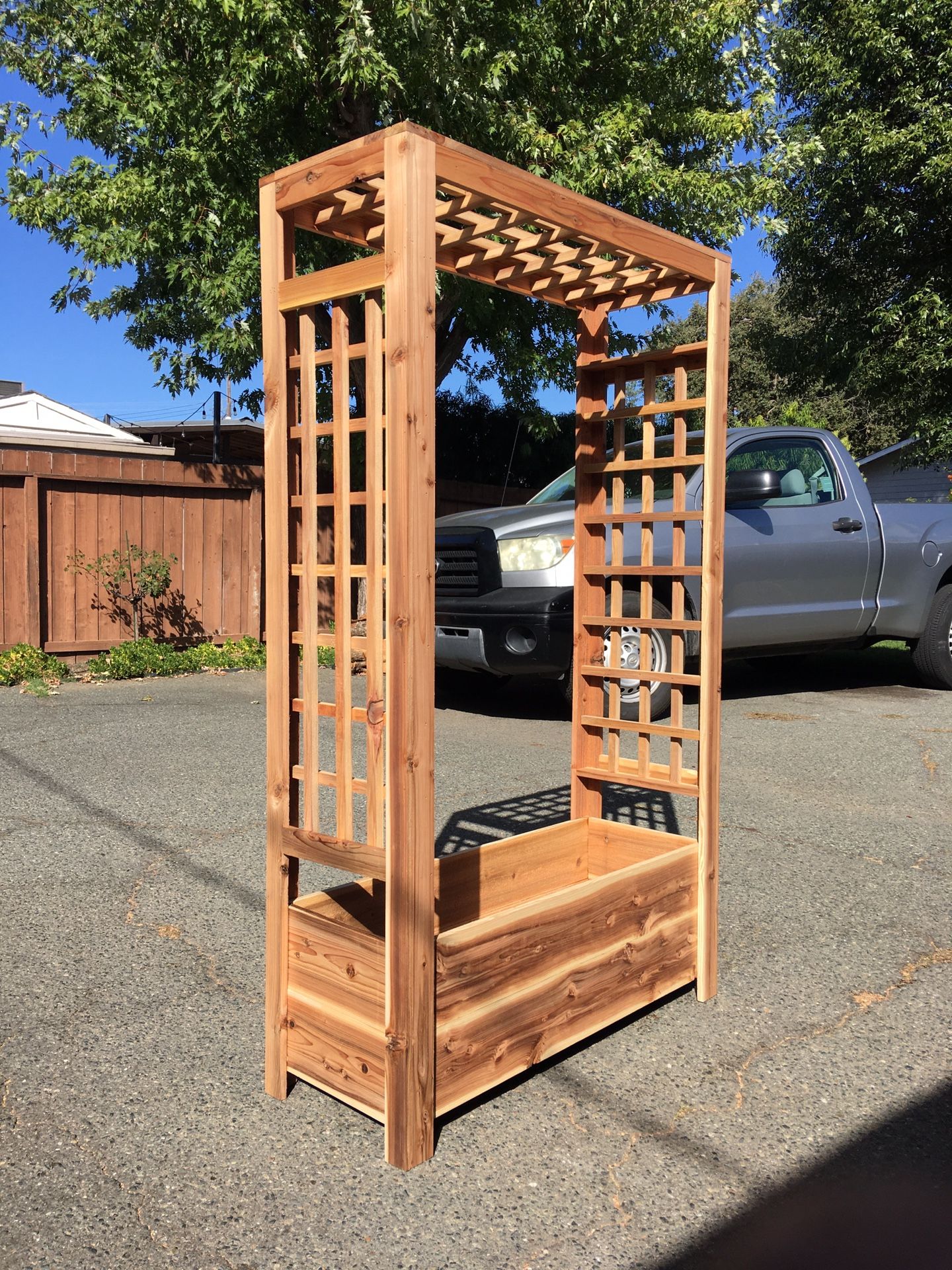 Planter Box With Side And Overhang Trellis 3ft Long X 14in Wide X 61in Tall