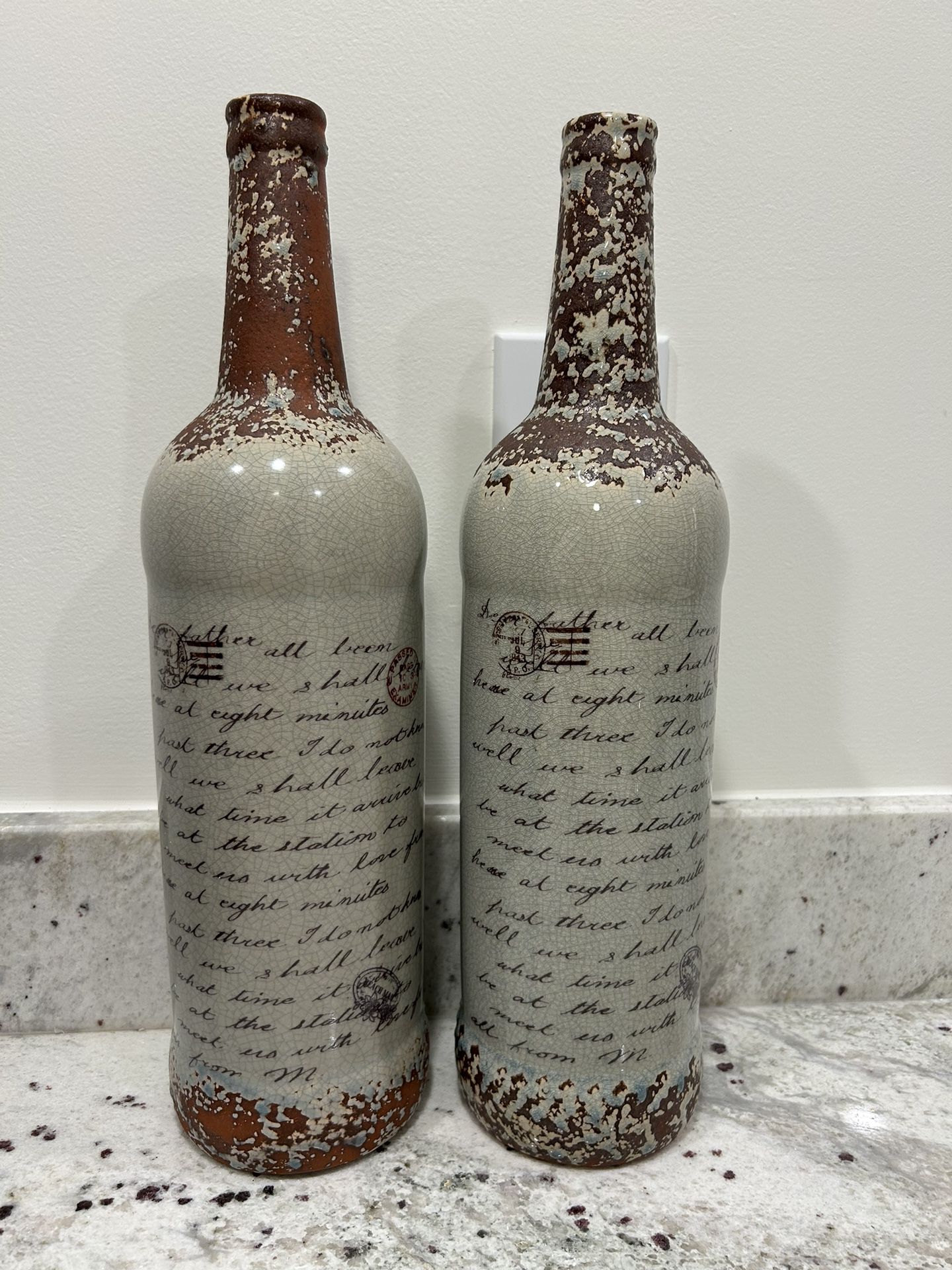 Two Rustic Ceramic Bottle Vases (1 Ft 3”)