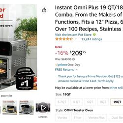 Instant Omni Air Fryer Toaster Oven Combo 19 QT/18L, From the
