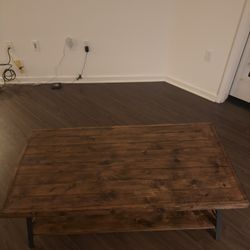 Emerald Home Furnishings Chandler Rustic Industrial Solid Wood and Steel Coffee Table with Open Shelf, Pine Brown,48"