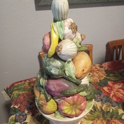 Vintage Ceramic Vegetable Bowl Statue