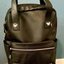Disney Mickey Mouse Backpack black Faux Leather  used for Pin Trading 
