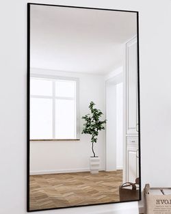 52"x 32" Full Length Mirror Large Floor Mirror Without Standing Bracket or Wall-Mounted Mirror Dressing Mirror Aluminum Frame Mirror for Living Room/B
