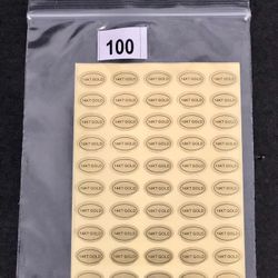 100 Peel Off Adhesive Labels Tags “14 KT GOLD”