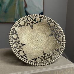 Vintage Brass Pedestal Style Trinket Bowl ( D8” ) firm on price )