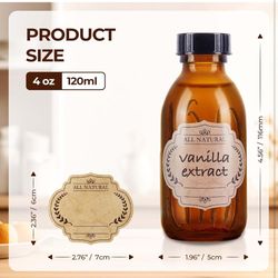 54 Pack 4 oz Amber Boston Glass Bottle with Cap, Empty Glass Bottles for Homemade Vanilla Extract, Essential Oils,
