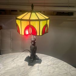 Antique stained glass lamp