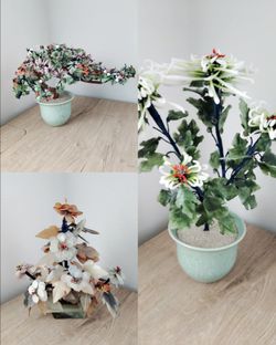 VINTAGE JADE BONSAI TREE SCULPTURES COLORS