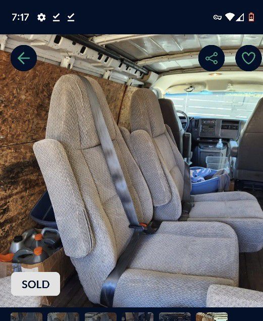 Adjustable Van Captains Seats With Seat Belts. Sprinter Chevy Mercedes