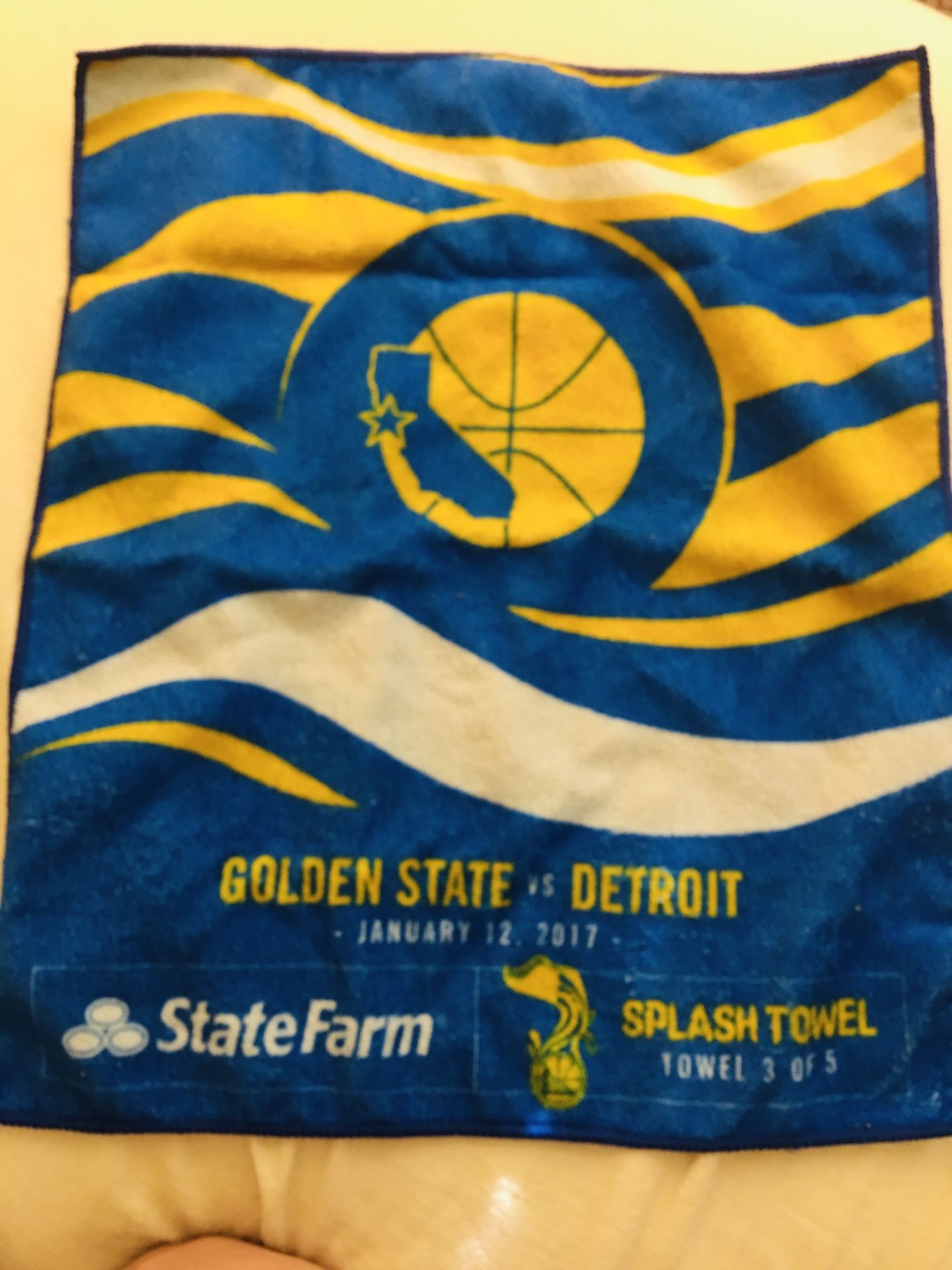 Warriors vs Detroit splash towel