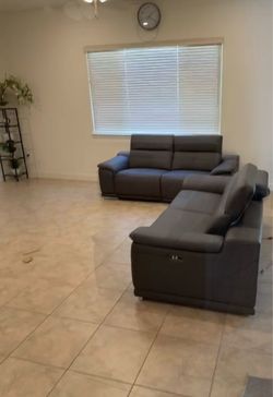 Dark Gray Leather Sectional Sofa Set,sofas,loveseats,livingroom furniture,no credit needed