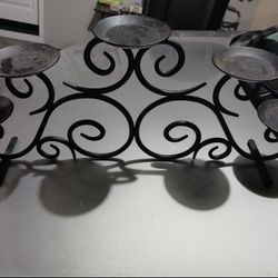 Wrought Iron Candle Holder With Matching Burgundy Candles
