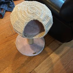 short light pink cat tree