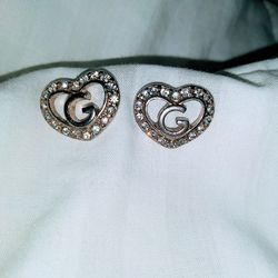 G By Guess Heart Shaped Stud Earrings