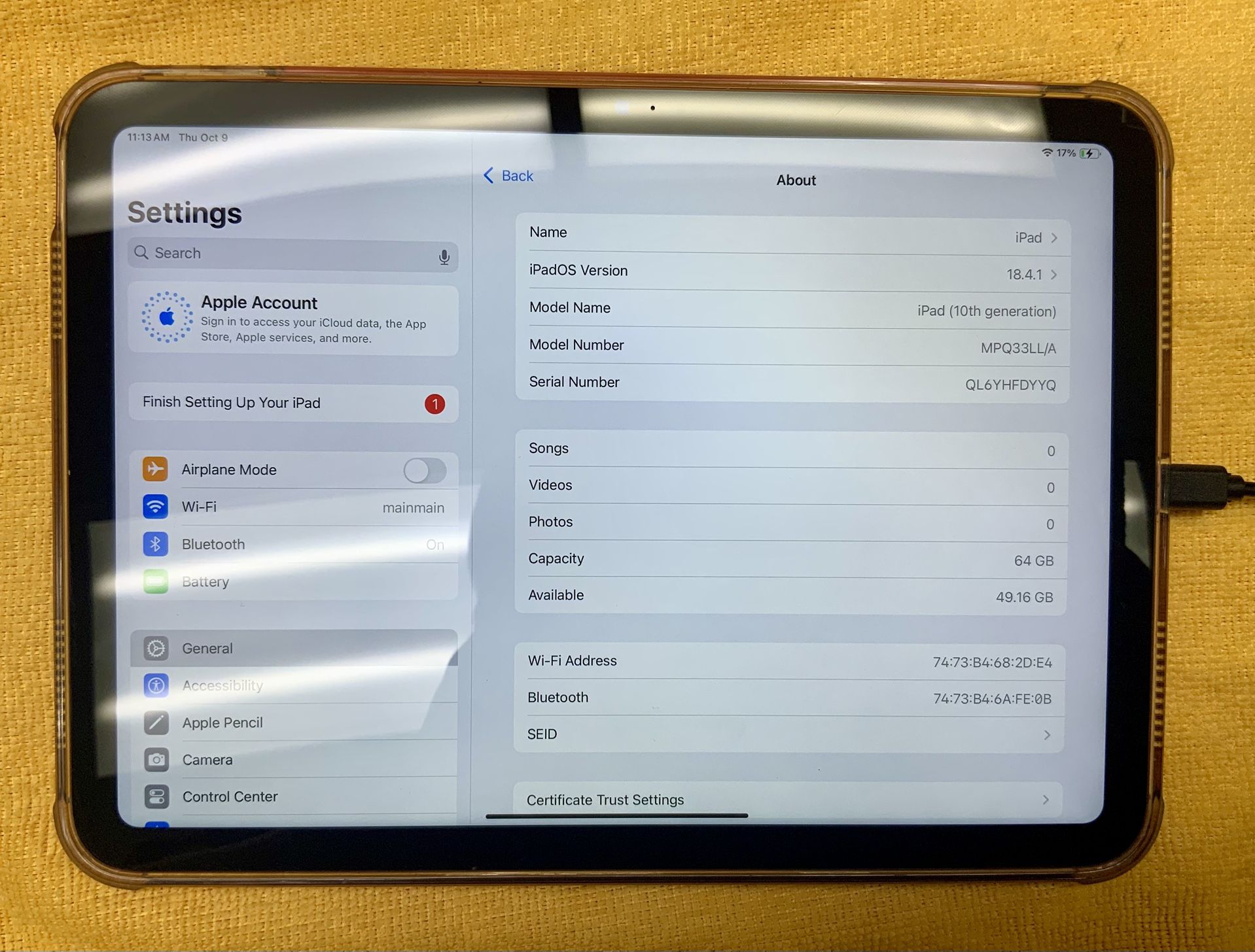 Apple iPad 10th Gen Pink 64 Gb Memory Storage Tablet Tab E Reader Wifi Bluetooth iPadOS Touchscreen Keyboard Lightweight Portable Internet Browser