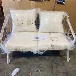 Steel Wicker Loveseat- Linen