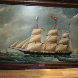24x36 Framed Picture Clipper Adelaide By J.B. Smith