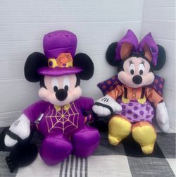 Disney Mickey Spider and Minnie bat Halloween plush set