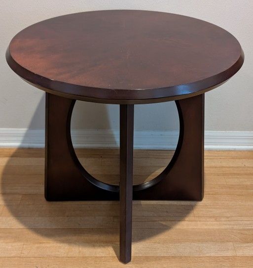 Round Dark Wood Coffee End Table