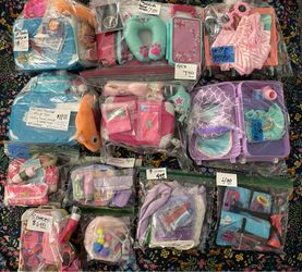 6 Suitcase sets & 4 overnight/sleepover sets for American Girl & Our Generation Dolls