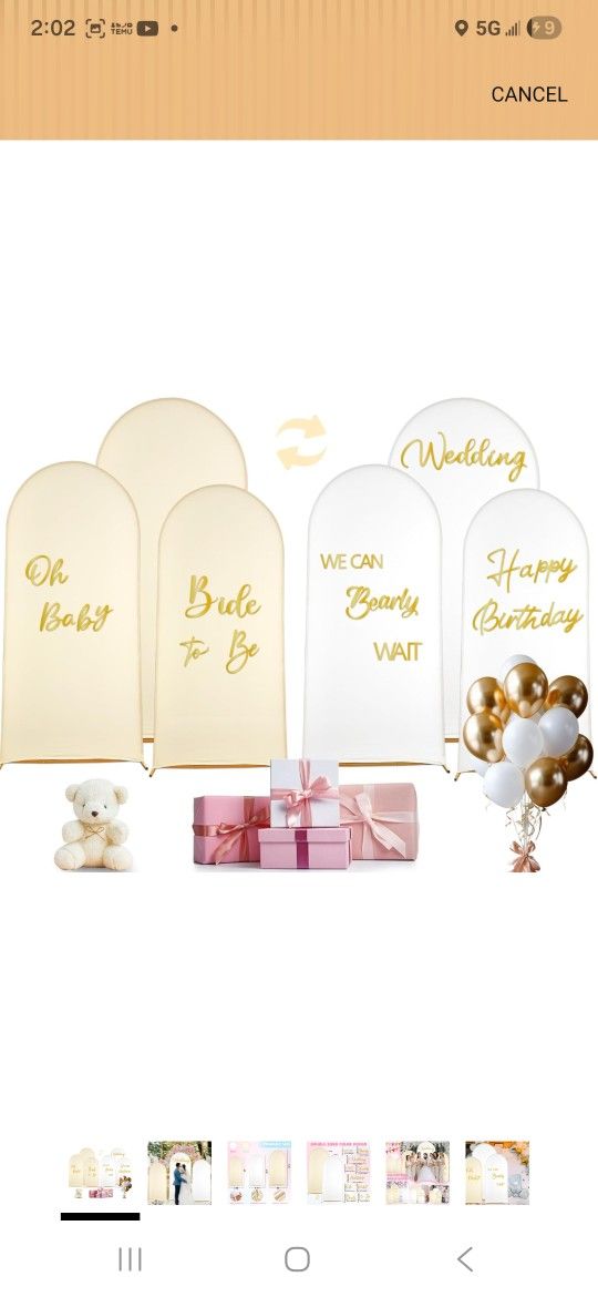 3 Ivory/white Reversible Arch Covers Size 6ft, 5ft, 4ft for Birthday, Wedding,  Babyshower,  Quinceanera Or Any Occasion