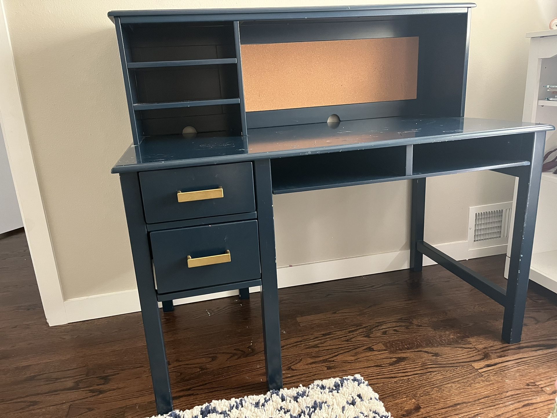 Guidecraft Kids Desk, Hutch & Chair - Navy Blue 