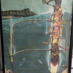 VINTAGE 1960’s HAWAII STAN GALLI OUTRIGGER TOURISM POSTER!