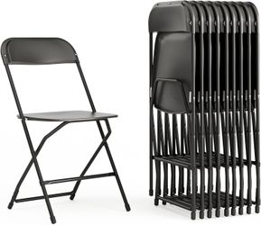 Flash Furniture Hercules Set of 10 Indoor/Outdoor Heavy-Duty Plastic Folding Chairs, Foldable Commercial Stacking Chairs with 650-lb. Static Weight Ca