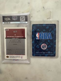 Two LeBron James cards, 2003 upper deck MVP RC PSA 9 & 2004 sport playing card