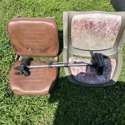 Two Boat Seats With Base And One Troller Motor