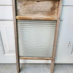 Antique Vintage National Washboard Company Wood & Beveled Glass