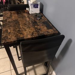 2 Chair Marble High Top Table 