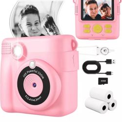 Instant Print Camera for Kids with 3 Rolls of Printer Paper, 1080P Toddler Digit