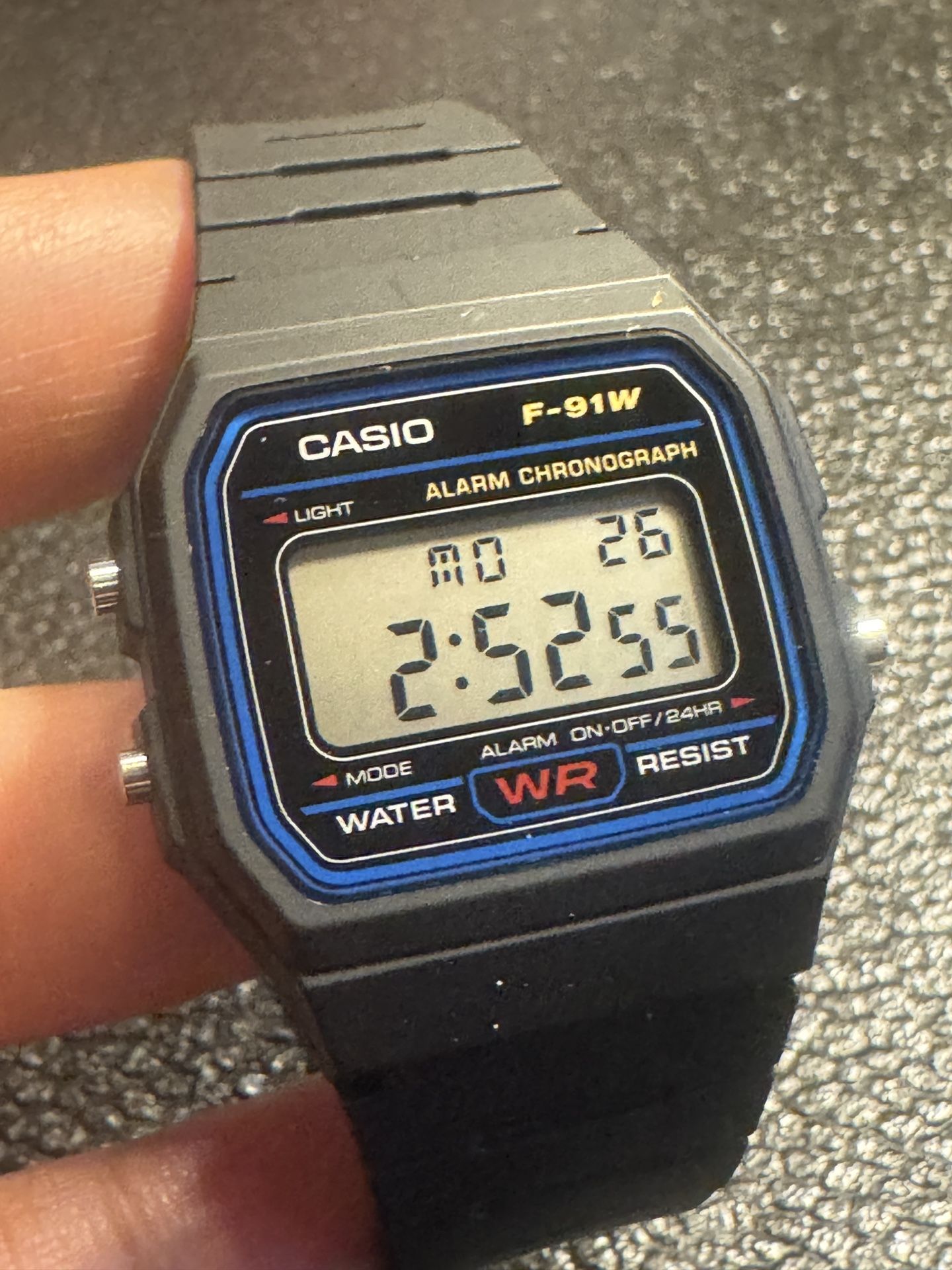 F91 Unisex Casio Digital Watch  New Battery inside  no tag no box   For men women or teen   Color Black and Little Blue    working great