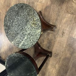 Marble Top mahogany End Table (2)