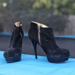 Sexy Velvet  Black Platform Zippered Boots