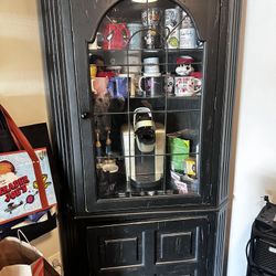 Distressed Black Corner Hutch 