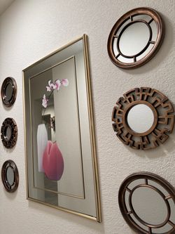 Decorative Wall Mirror Set with Copper Frames