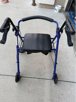 Drive Medical Walker Rollator -6" Wheels Fold Up Removable back supports R726BL