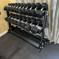 5-50lbs Dumbbells w/Rack 
